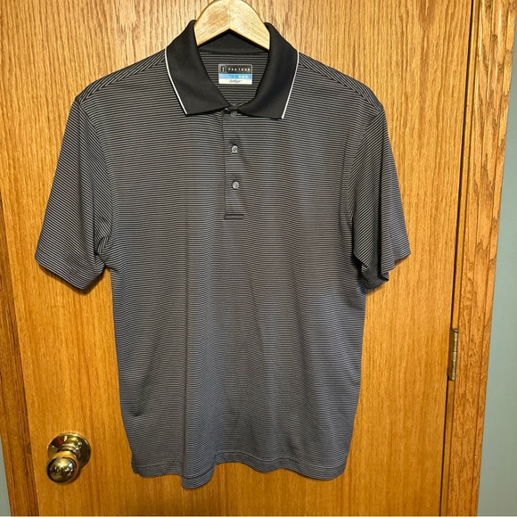PGA TOUR Polo Golf Shirt Pull-Over Button Collar Gray/Black Size Men's Medium - Picture 2 of 10